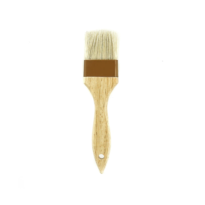 Precise Wide Flat Brush with Natural Bristles and Wooden Handle