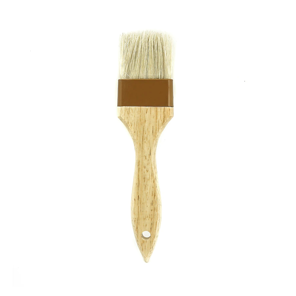 precise wide flat brush with natural bristles and wooden handle