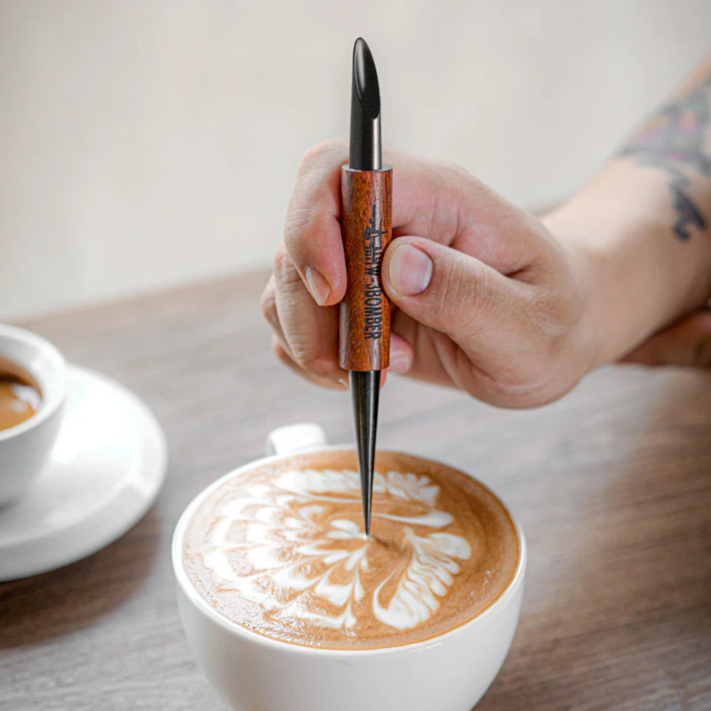 MHW-3Bomber Coffee Art Needle-152mm Black-Red rosewood