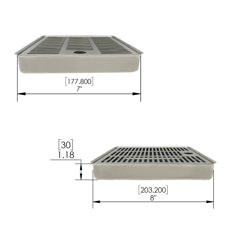 Krome Recessed / Over Counter Drip Tray Brushed Stainless Without Drain