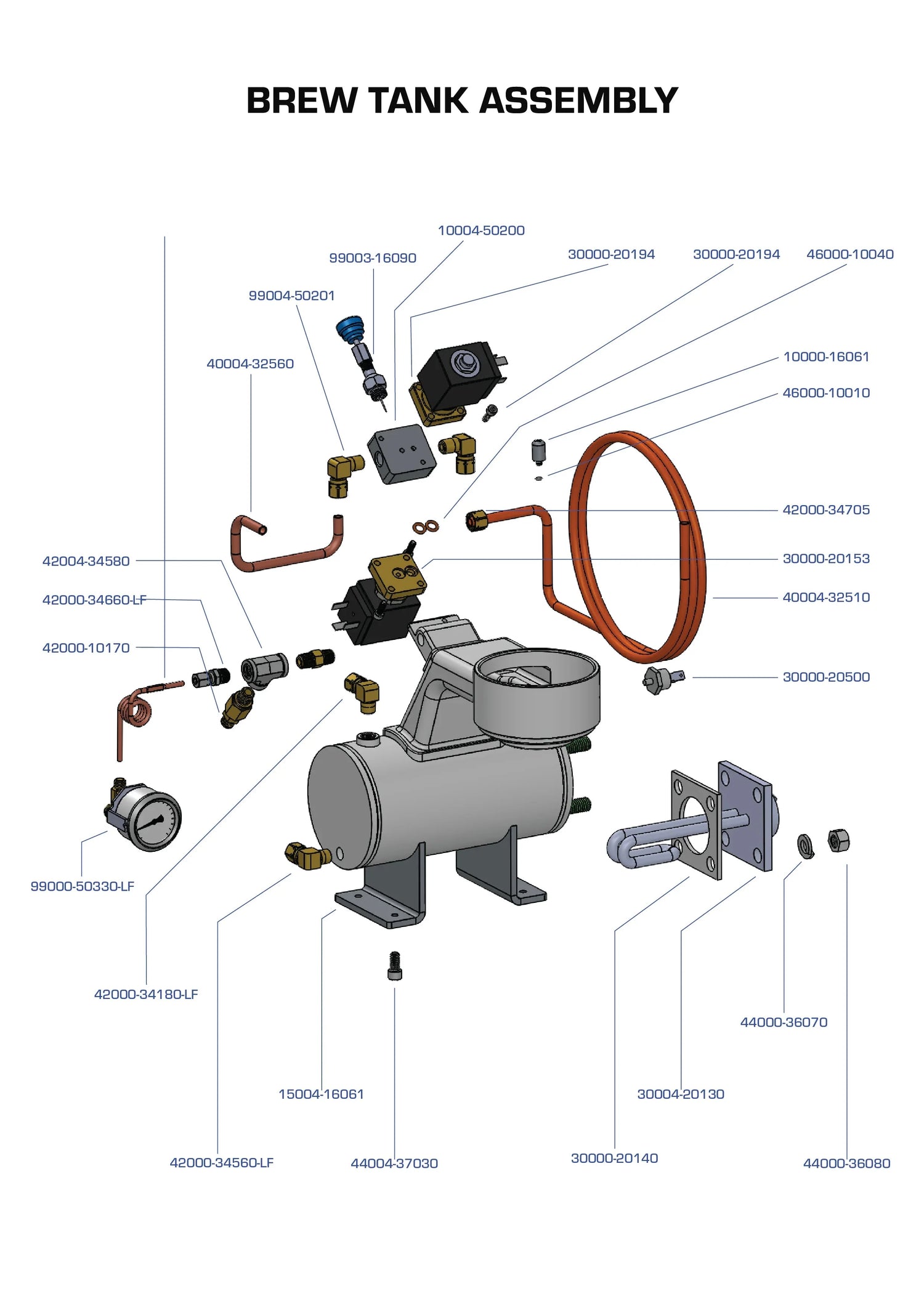 Brew Tank Assembly Parts Manual - Espresso Single Group