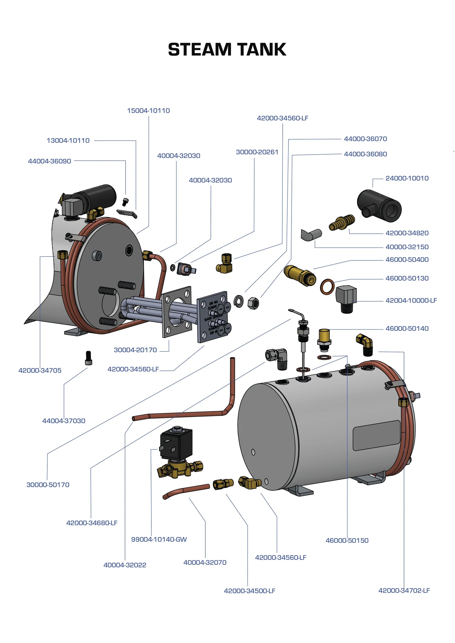 Steam Tank Parts Manual - Espresso Single Group
