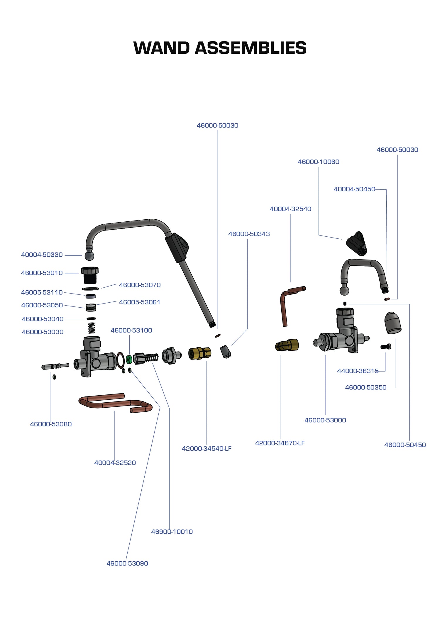 Wand Assemblies Parts Manual - Espresso Single Group