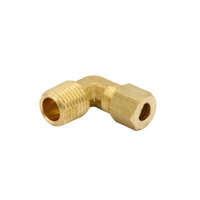 Slayer Fitting, Elbow, 1/4" COMP x 1/4" MNPT, Brass