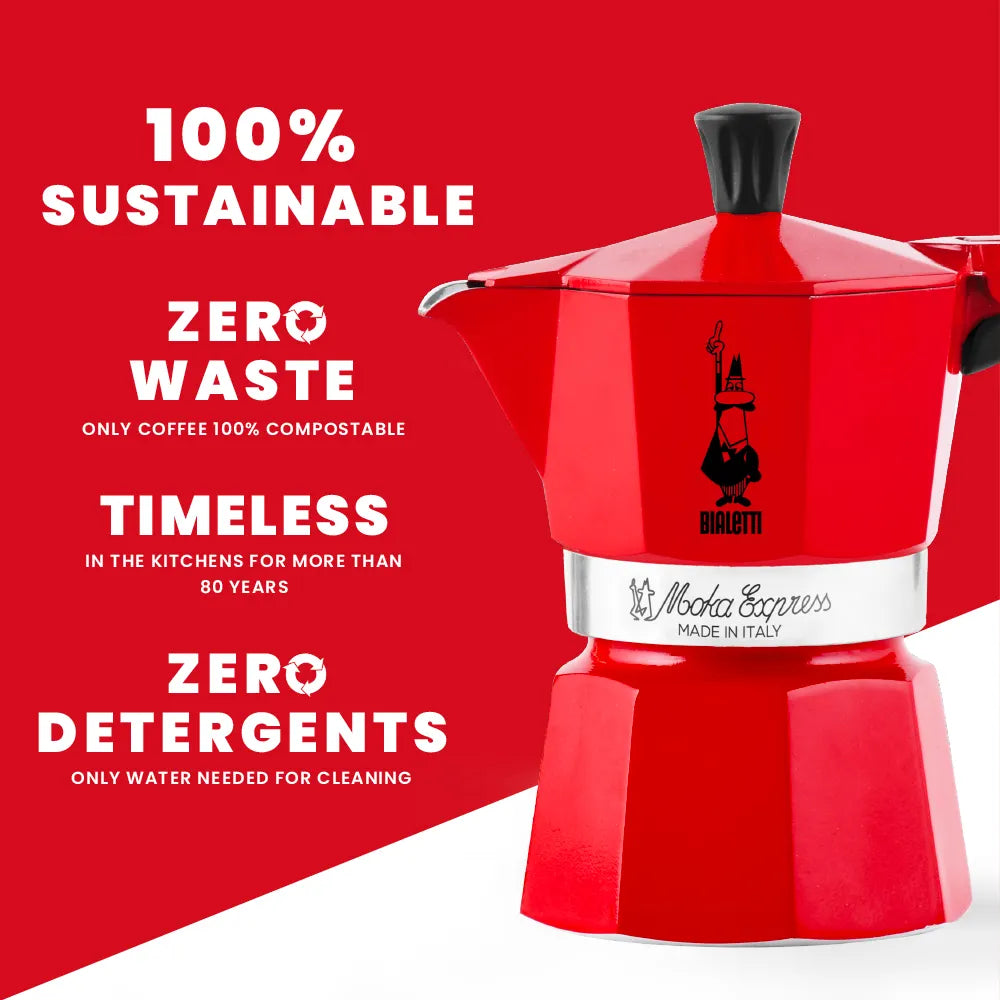 Bialetti Moka Express Coffee Maker – Red & Black Edition