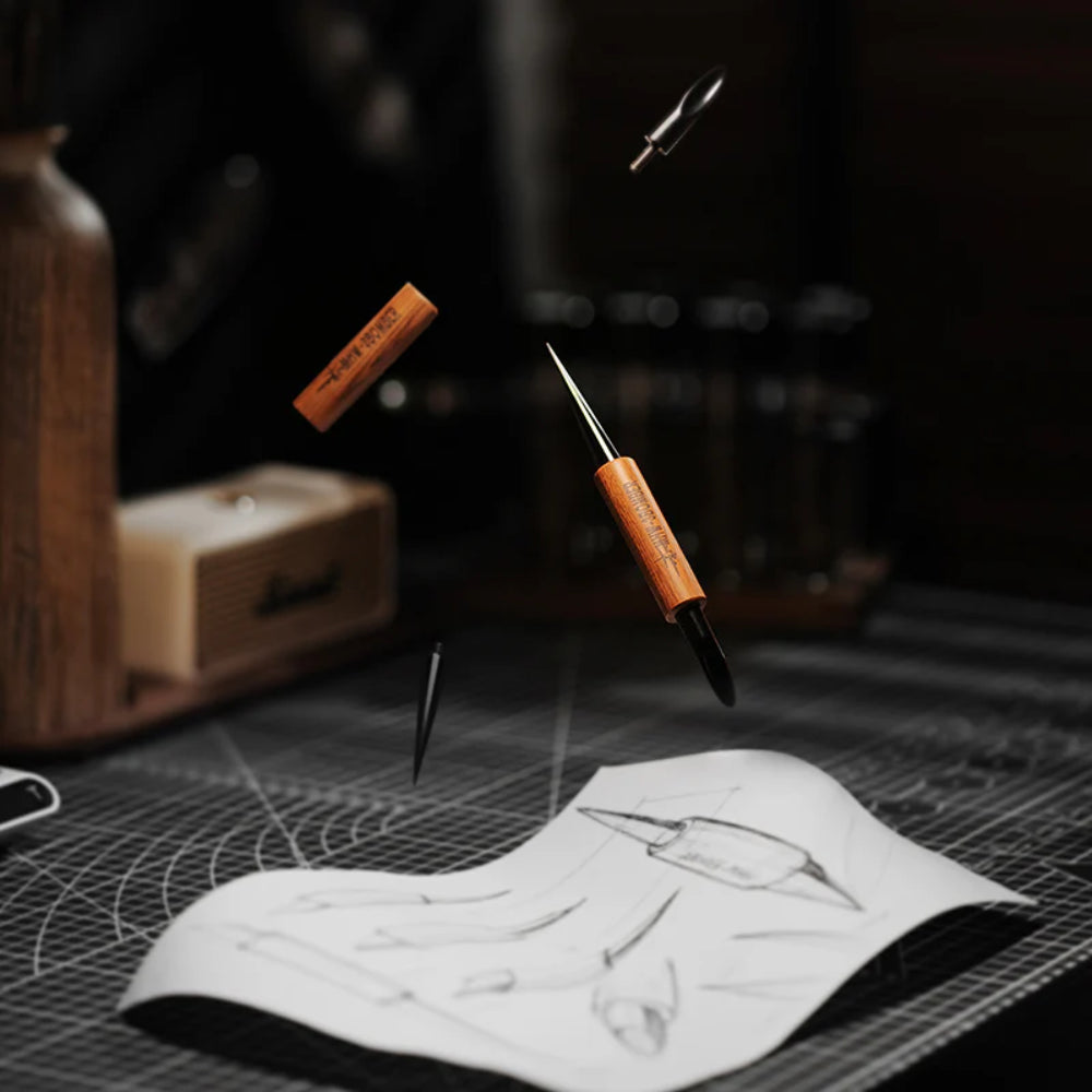 MHW-3Bomber Coffee Art Needle-152mm Black-Red rosewood