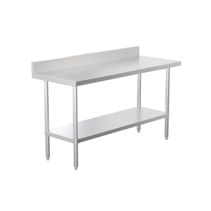 Krome - 24" Wide work table with back splash & undershelf (L60" x H38")
