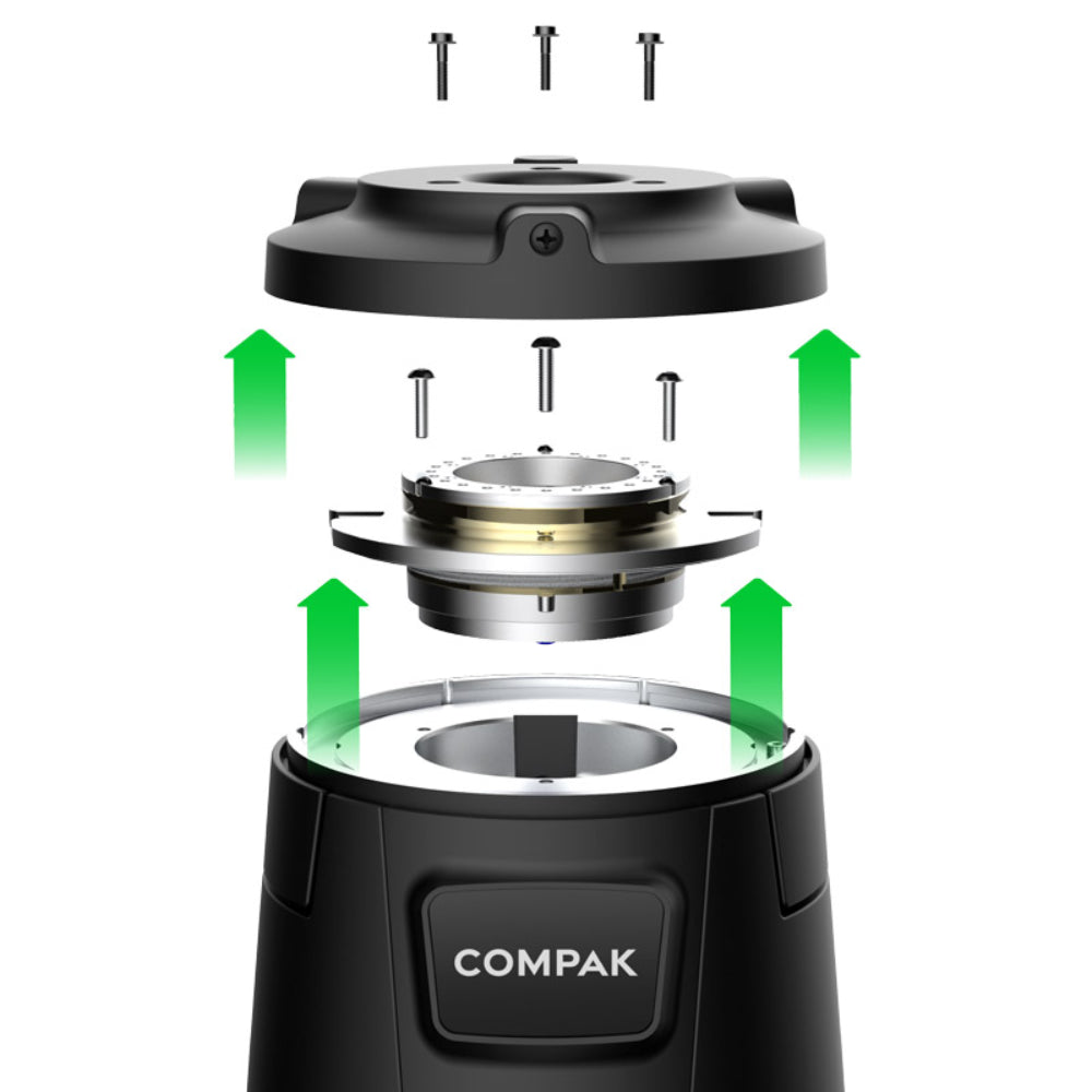 Compak E8 OD Grinder – 83mm with Red Speed Burrs - Black