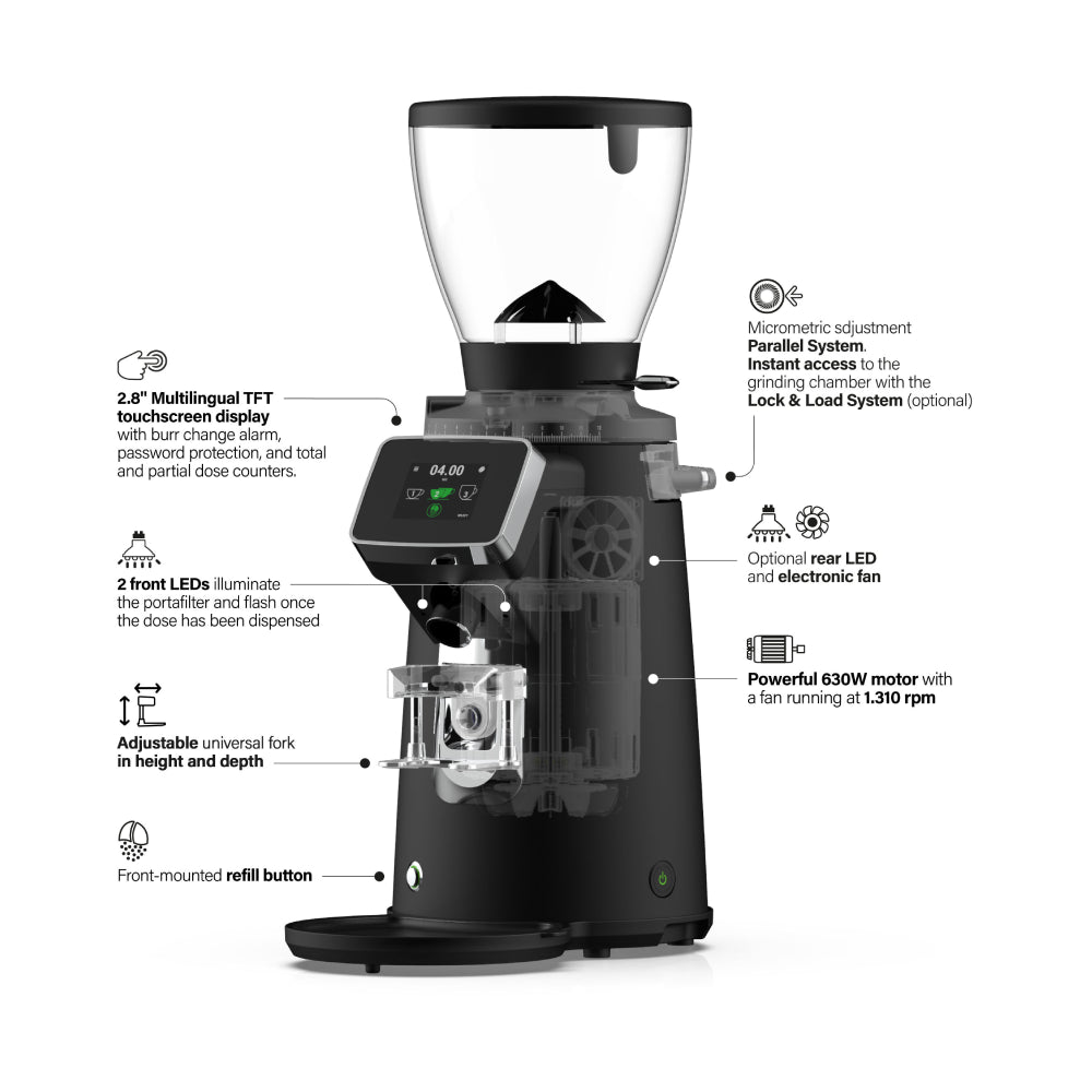 Compak E8 OD Grinder – 83mm with Red Speed Burrs - Black