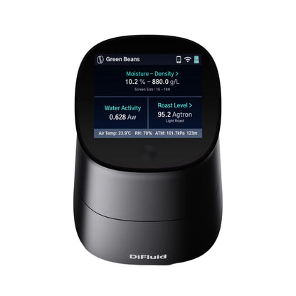 DiFluid Omix Plus Coffee Moisture, Water Activity, Density Structure and Cool Meter
