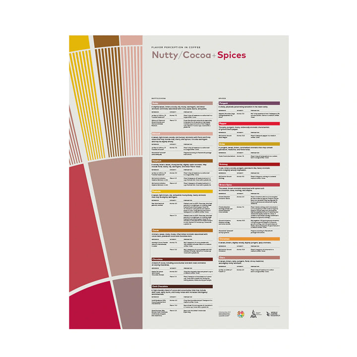 sca flavor perception in coffee nutty cocoa spices poster