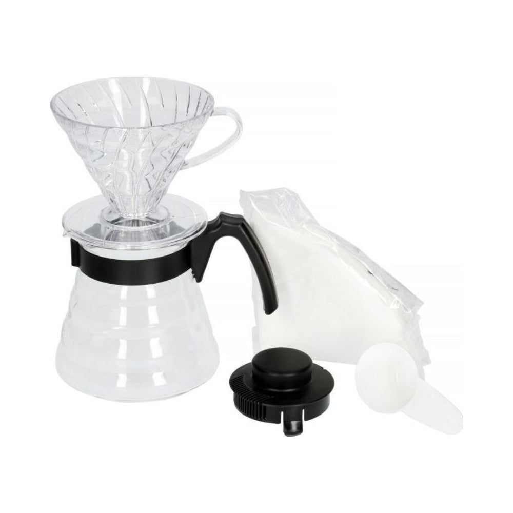 طقم قمع تقطير القهوة وإبريق التقديم Hario V60، مقاس 02