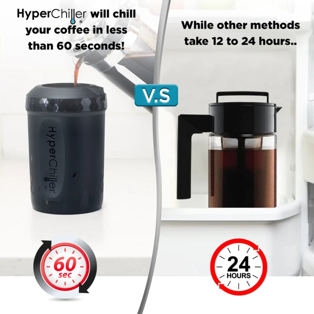 HyperChiller - HC2CB Patented Iced Coffee/Beverage Cooler - 12.5 Oz, Charcoal Black