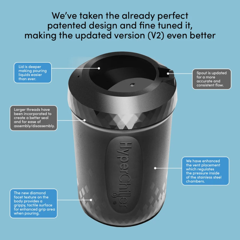 HyperChiller - HC2CB Patented Iced Coffee/Beverage Cooler - 12.5 Oz, Charcoal Black