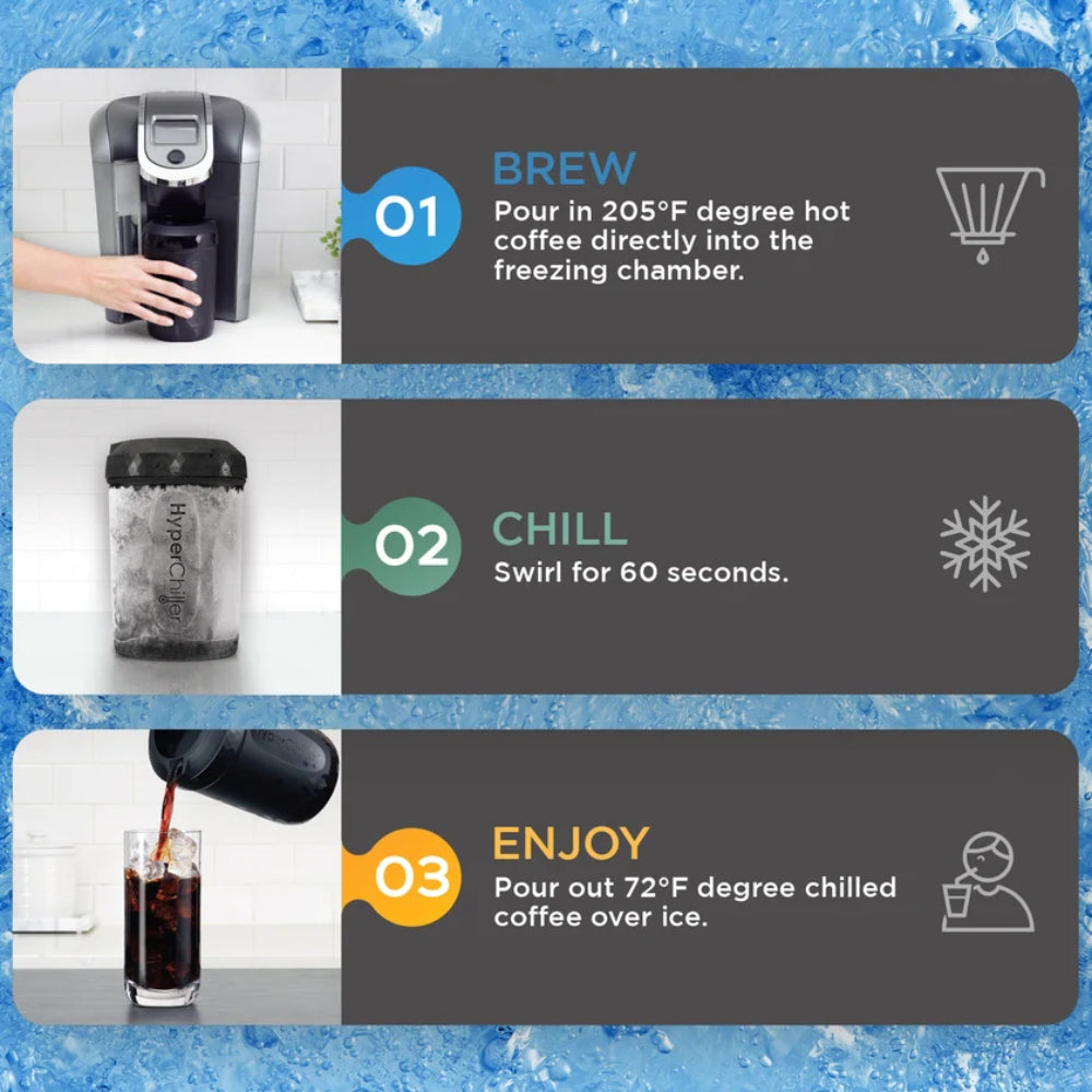 HyperChiller - HC2CB Patented Iced Coffee/Beverage Cooler - 12.5 Oz, Charcoal Black