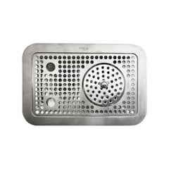 Krome – 14” x 9” Flush Mount Drip Tray with Rinser Brushed Finish