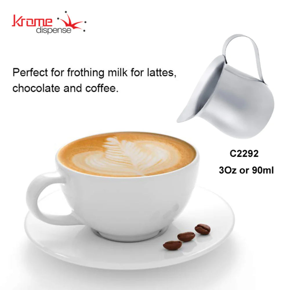 Krome Bell Creamer – 3oz / 90ml Stainless Steel Espresso Frothing Pitcher