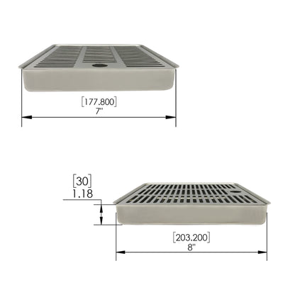 Krome Recessed / Over Counter Drip Tray Brushed Stainless Without Drain