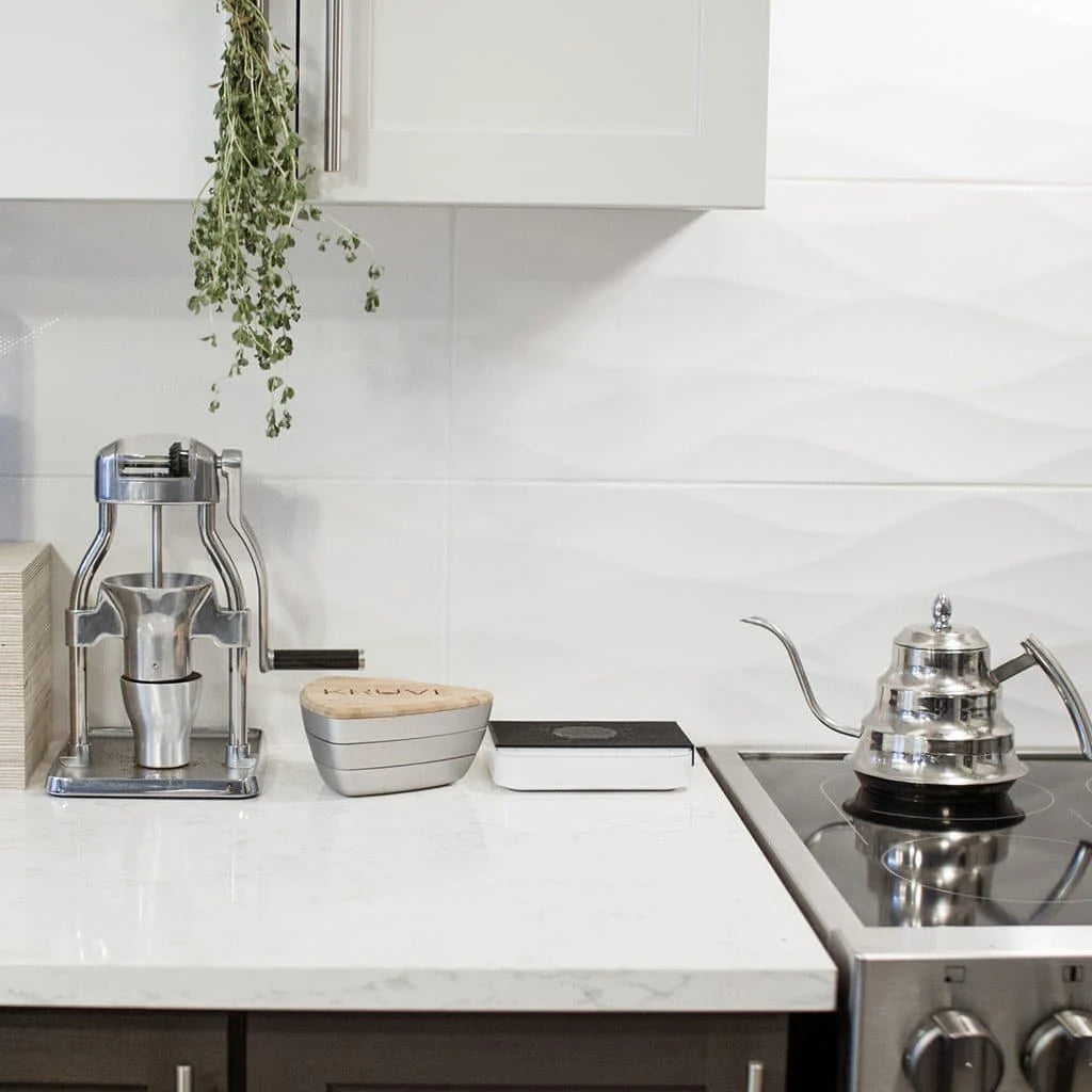 Kruve Sifter with 15 Sieves and Sieve Stand - Silver