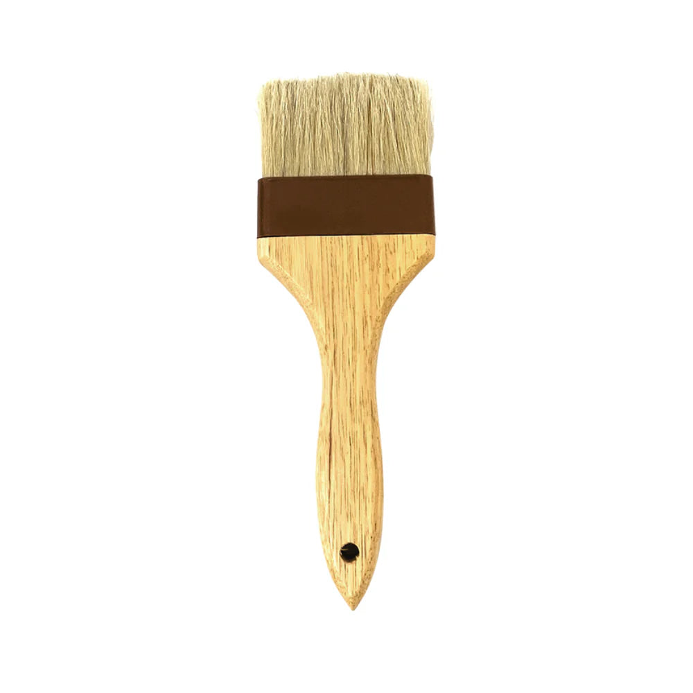 Precise Wide Flat Brush with Natural Bristles and Wooden Handle