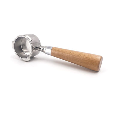 Precise 51mm Bottomless Wooden Handle Portafilter - with Non-Pressurized Basket