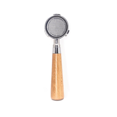 Precise 51mm Bottomless Wooden Handle Portafilter - with Non-Pressurized Basket