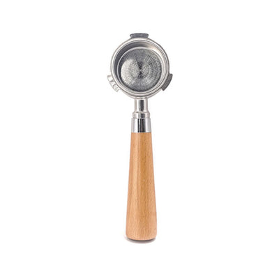 Precise 51mm Bottomless Wooden Handle Portafilter - with Non-Pressurized Basket