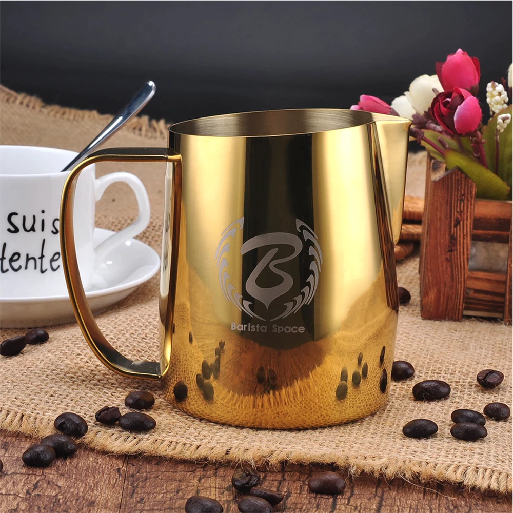 Barista Space Gold Milk Pitcher – Stainless Steel Jug for Latte Art
