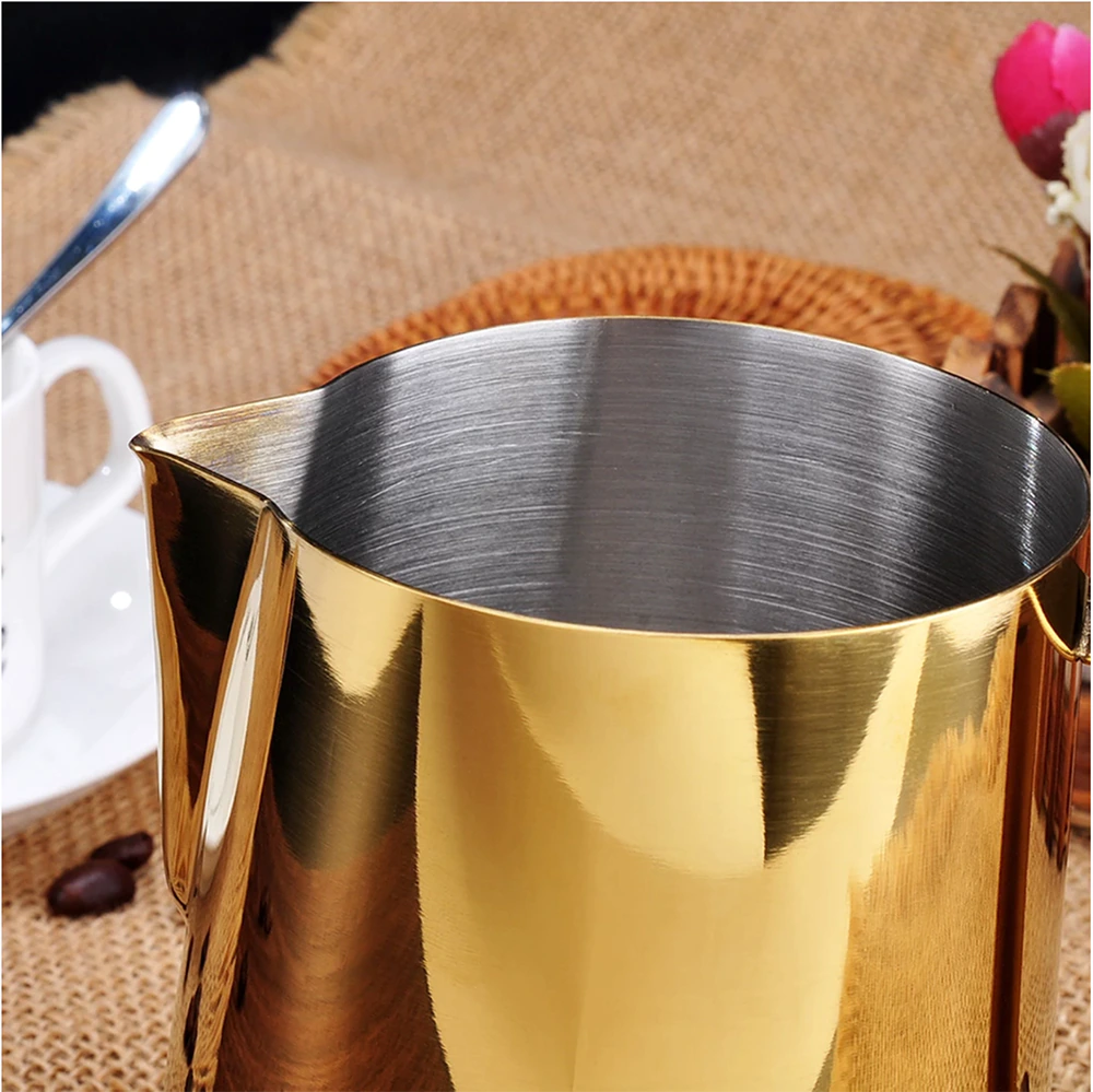 Barista Space Gold Milk Pitcher – Stainless Steel Jug for Latte Art