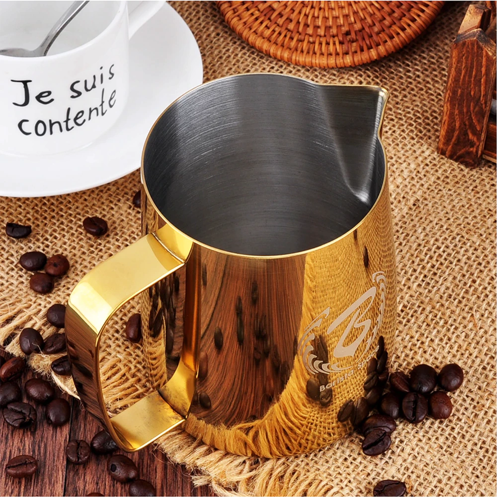 Barista Space Gold Milk Pitcher – Stainless Steel Jug for Latte Art