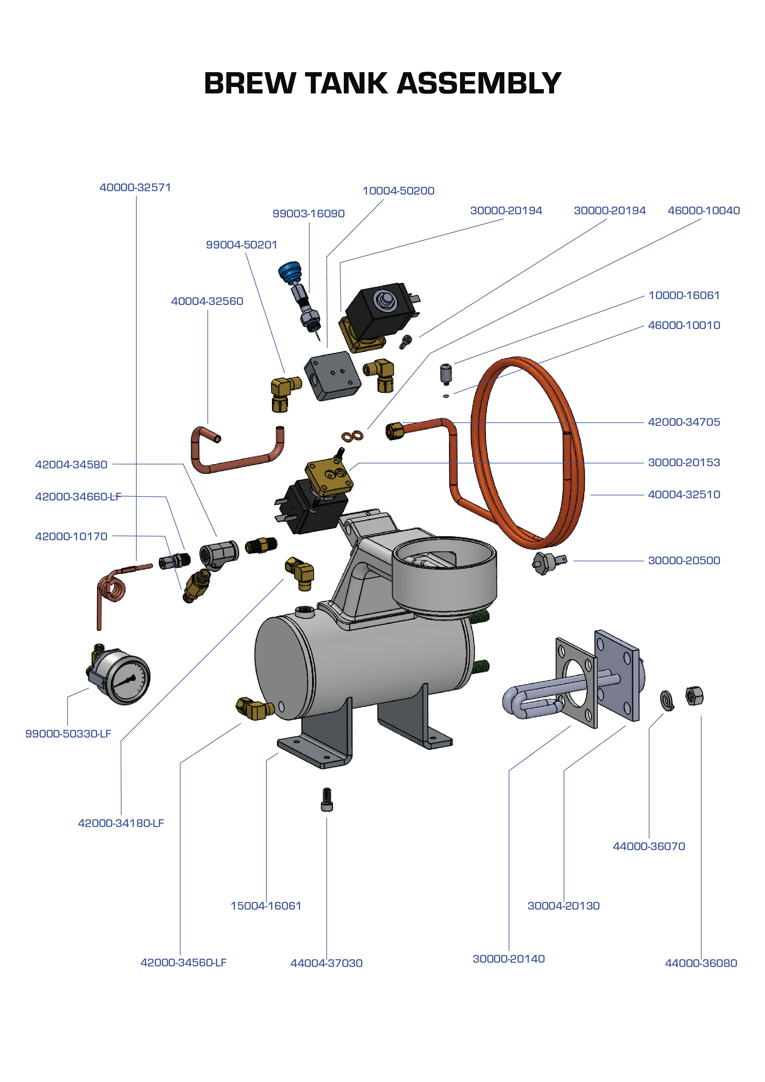 Brew Tank Assembly Parts Manual - Espresso Single Group