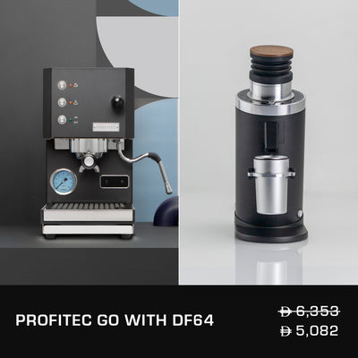 Profitec GO Single Boiler With PID Controller Black with DF64 Gen 2 Single Dose Coffee Grinder - Black