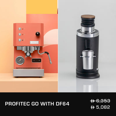 Profitec GO Single Boiler With PID Controller Red with DF64 Gen 2 Single Dose Coffee Grinder - Black