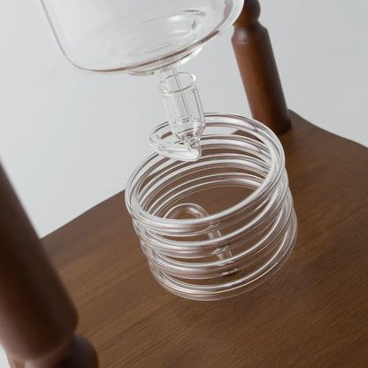 Yama Glass 25 Cup Cold Drip Maker Curved Brown Wood Frame