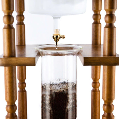 Yama Glass 25 Cup Cold Drip Maker Curved Brown Wood Frame