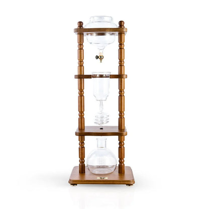 Yama Glass 6-8 Cups Cold Drip Maker Curved Brown Wood Frame