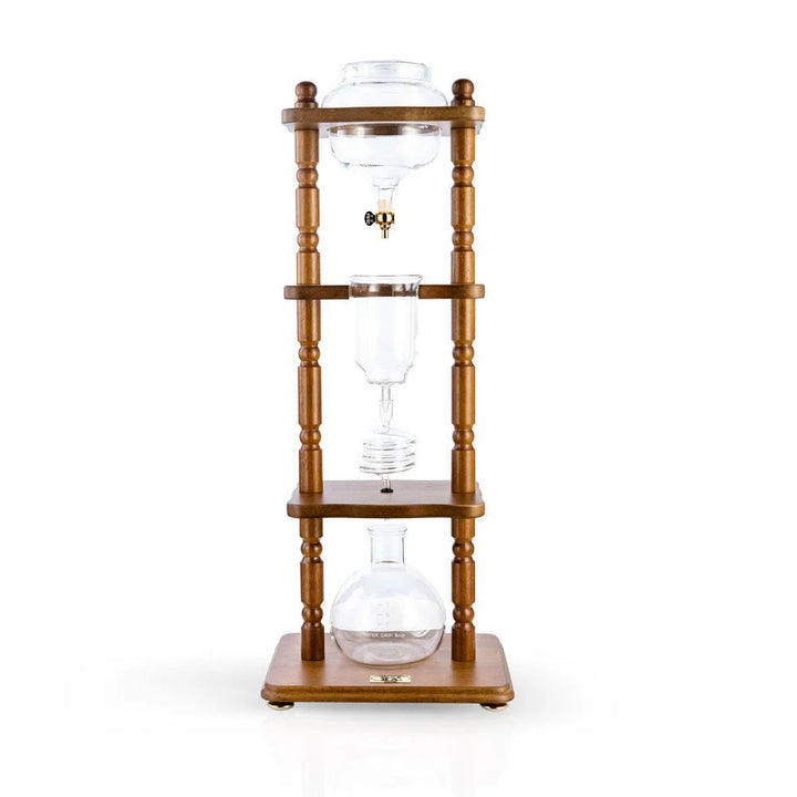 Yama Glass 6-8 Cups Cold Drip Maker Curved Brown Wood Frame