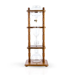 Yama Glass 6-8 Cups Cold Drip Maker Curved Brown Wood Frame