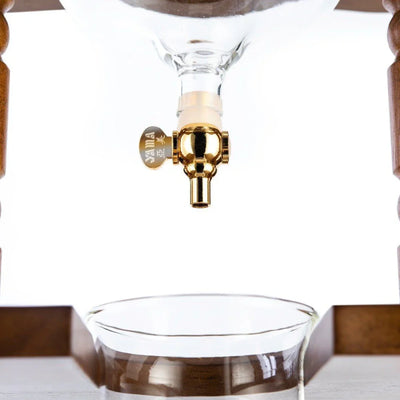 Yama Glass 6-8 Cups Cold Drip Maker Curved Brown Wood Frame