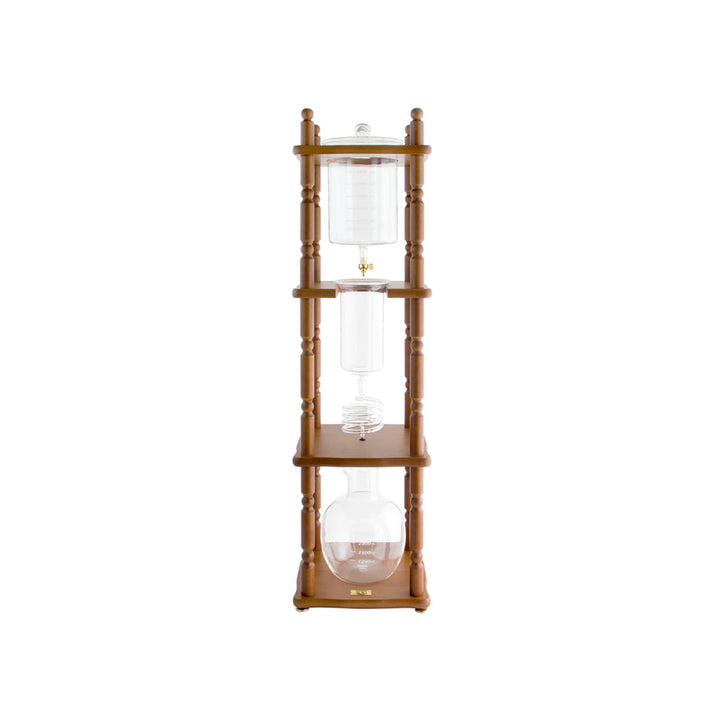Yama Glass 25 Cup Cold Drip Maker Curved Brown Wood Frame