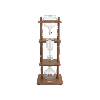 Yama Glass 6-8 Cups Cold Drip Maker Curved Brown Wood Frame