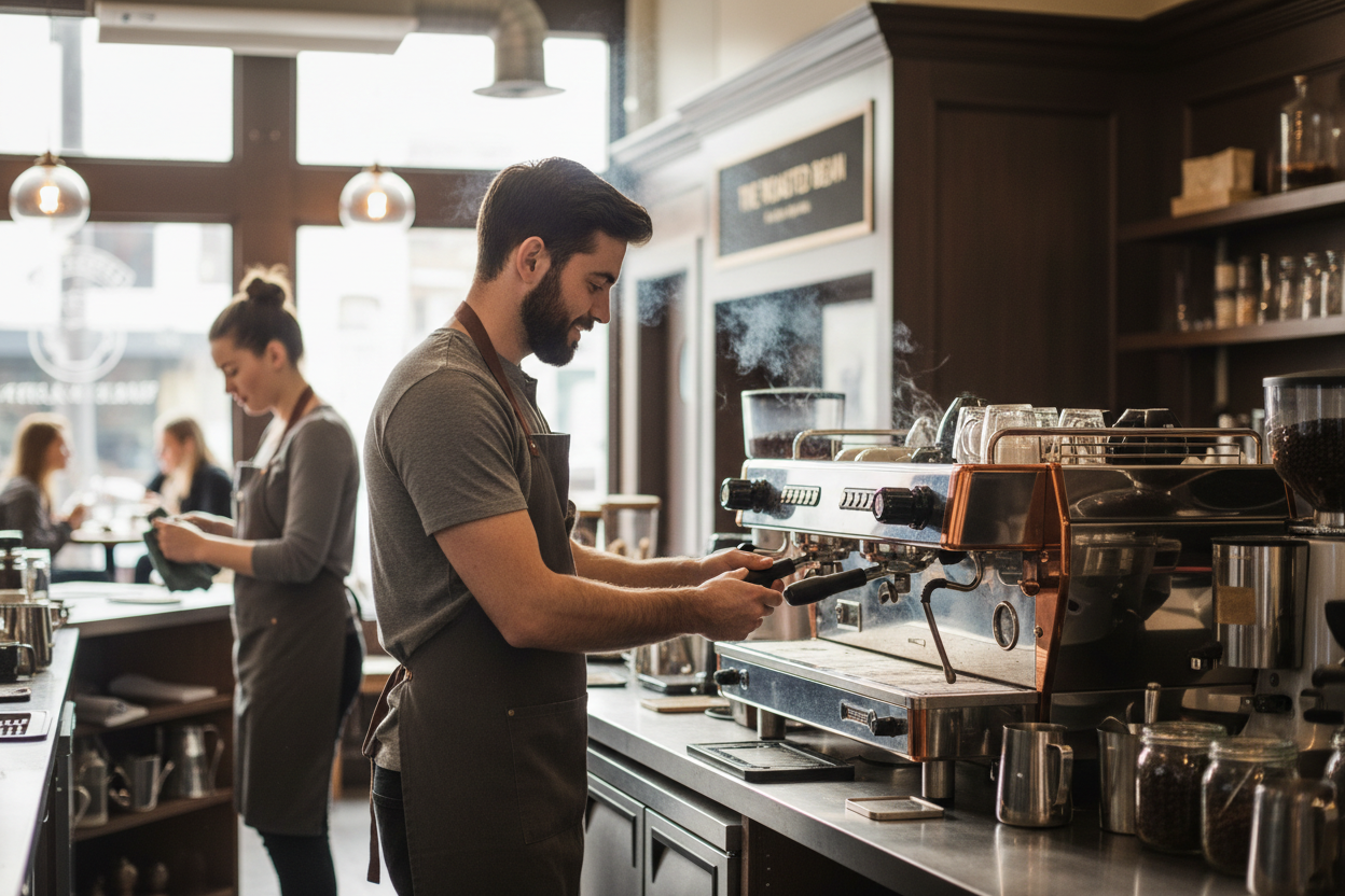 A café’s reputation depends on the people behind the bar. Hire baristas who care about consistency, cleanliness, and customer service. Train them properly on the equipment you use. Machines like the Victoria Arduino Eagle One or La Marzocco Linea PB perform best when operators understand how to manage temperature, pressure, and cleaning routines.

Keep your team motivated. Encourage open communication and give baristas ownership of their craft. A happy team keeps customers returning.
